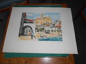 zvab Costa Brava Cadaqués. Original- Farb- Radierung von Hebbelinck Roger:: Signatur des Verfassers Kunst / Grafik / Poster